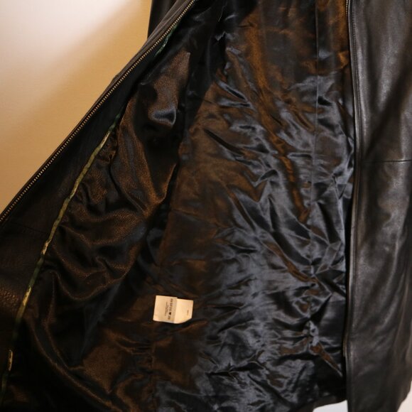 Eddie Bauer Y2K Vintage Genuine Leather Long Leather Jacket Womens Small Black - Picture 4 of 7